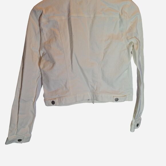 LOFT White Denim Jacket – Classic Stretch Jean Jacket - Picture 4 of 5